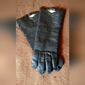Women's Navy Blue leather gloves Size 7